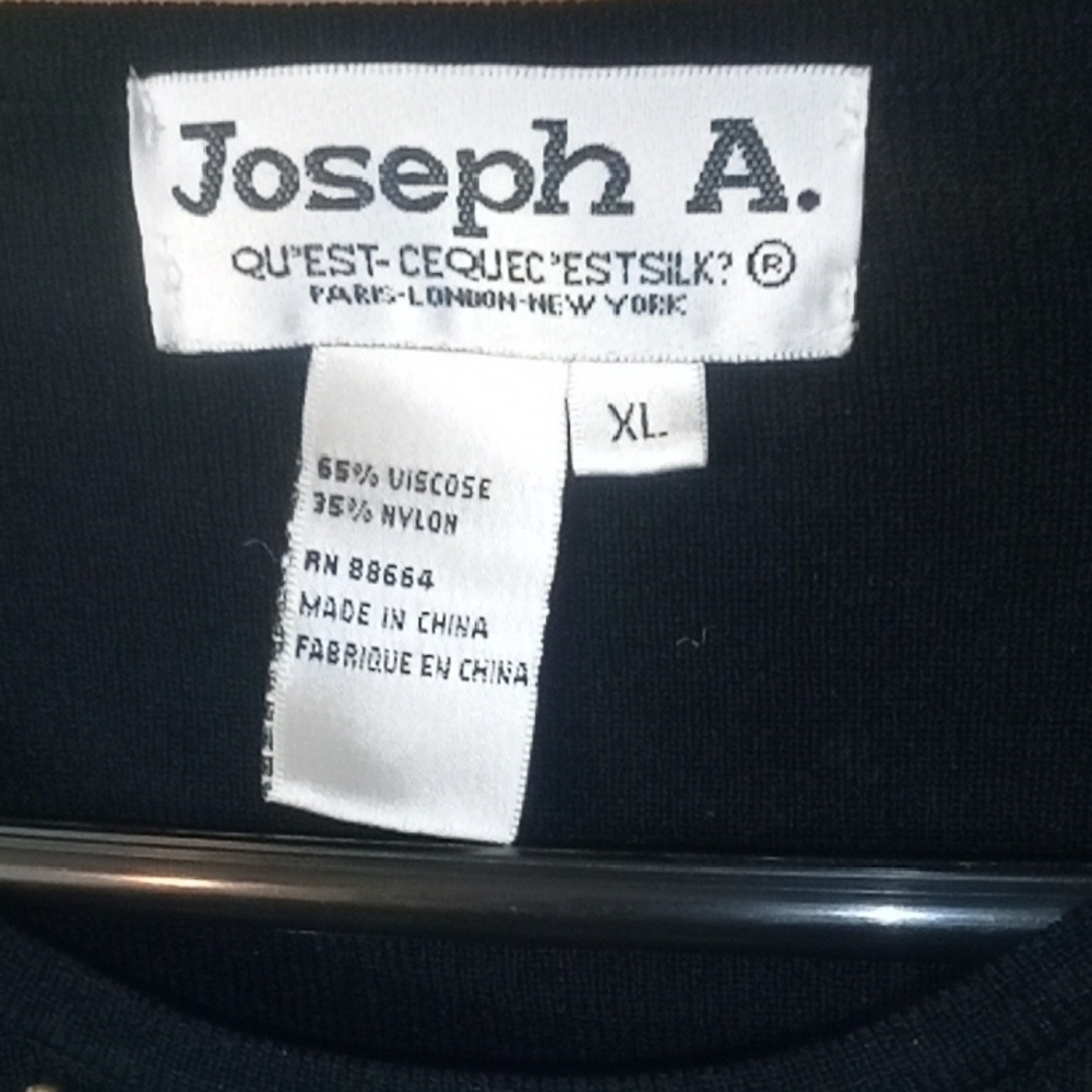 Joseph A. Classic Black Woman's 3/4 Length Sleeves PXL  Sweater